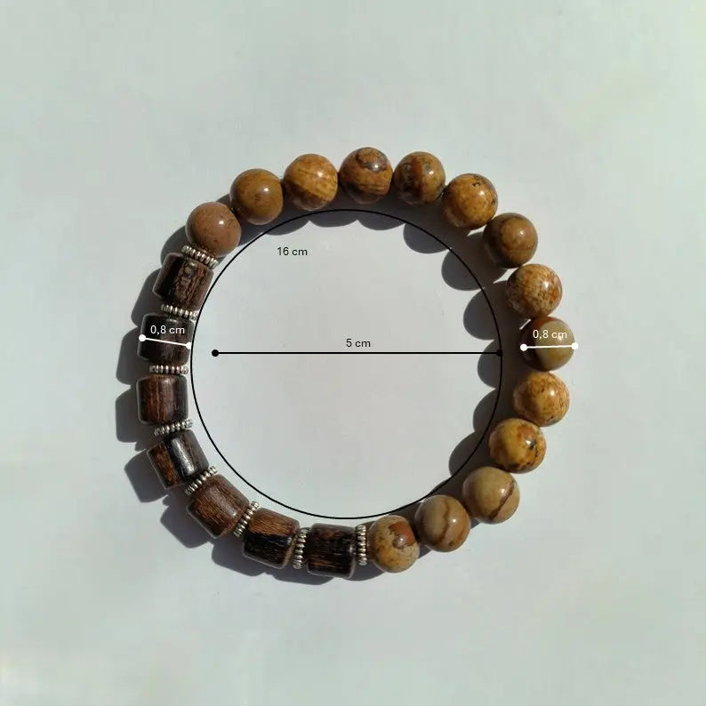 Bracelet quartz & bois avec intercalaires métal - L'Atelier Wen