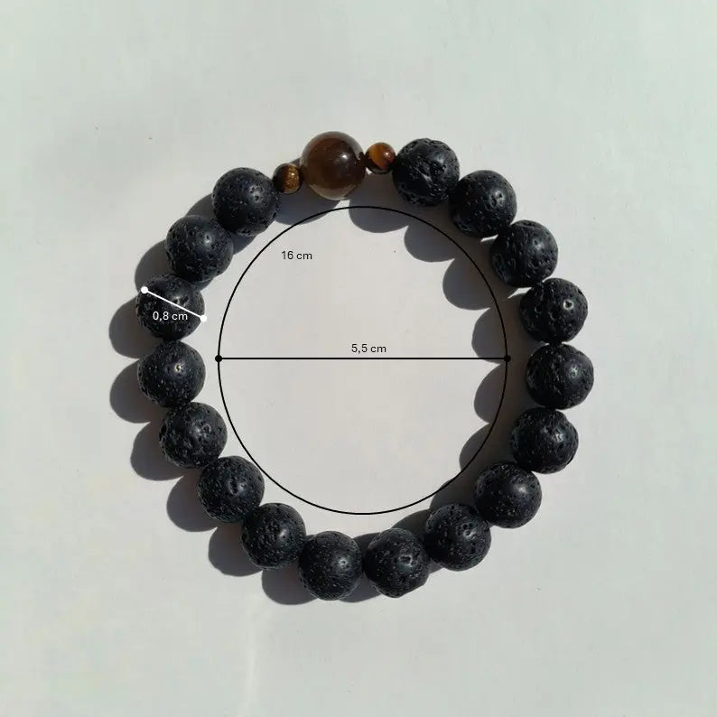 Bracelet en pierre de lave avec perle d’œil-de-tigre - L'Atelier Wen