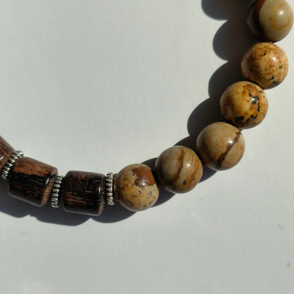 Bracelet quartz & bois avec intercalaires métal - L'Atelier Wen