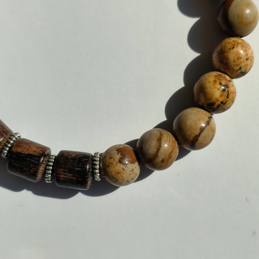 Bracelet quartz & bois avec intercalaires métal - L'Atelier Wen