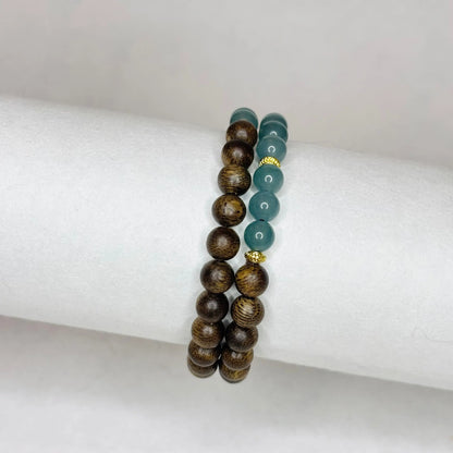 Bracelet en Bois & Bleu Lagon - L'Atelier Wen